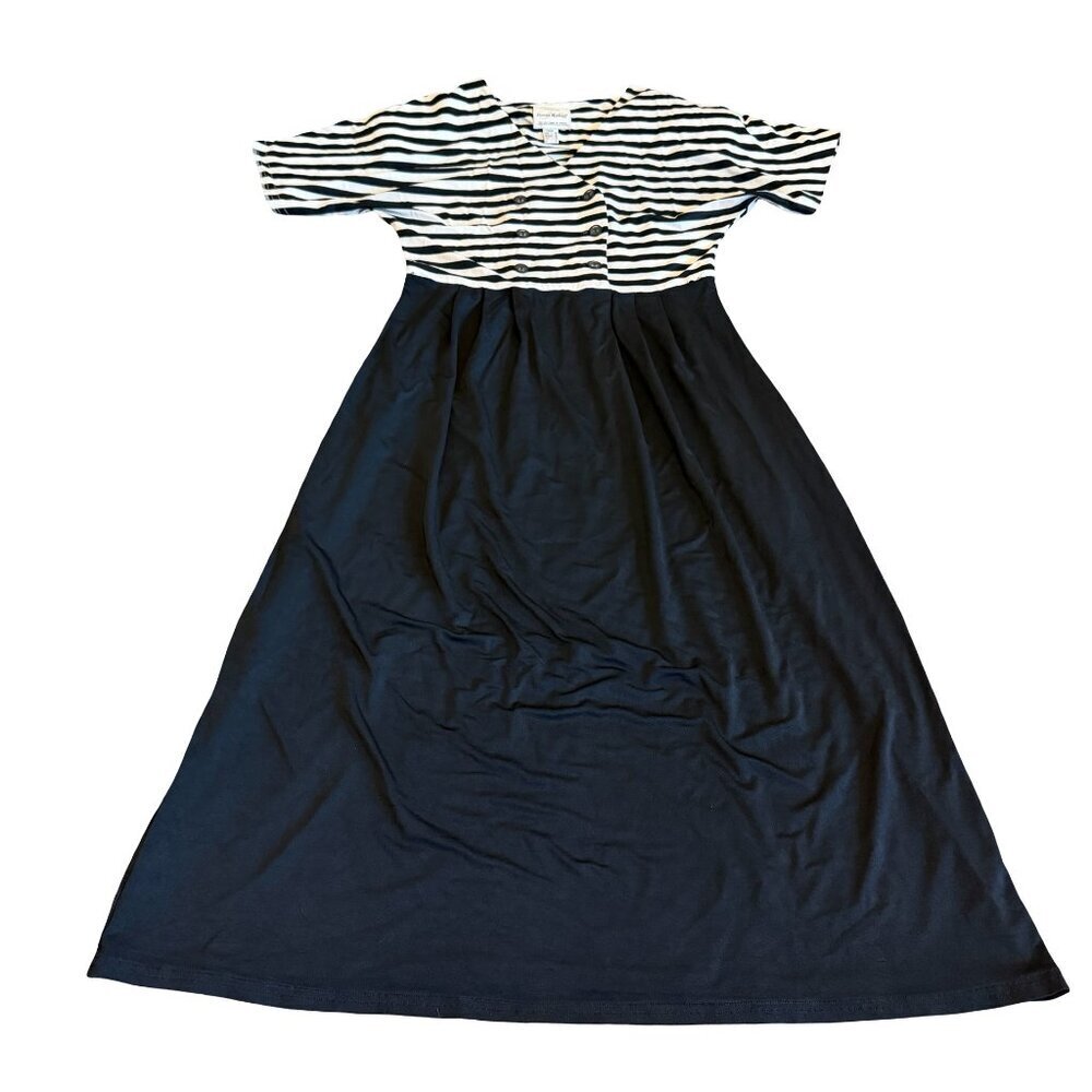 Joseph Ribkoff Creations Black White Stripe Stretch Dress Button-Down Size 10